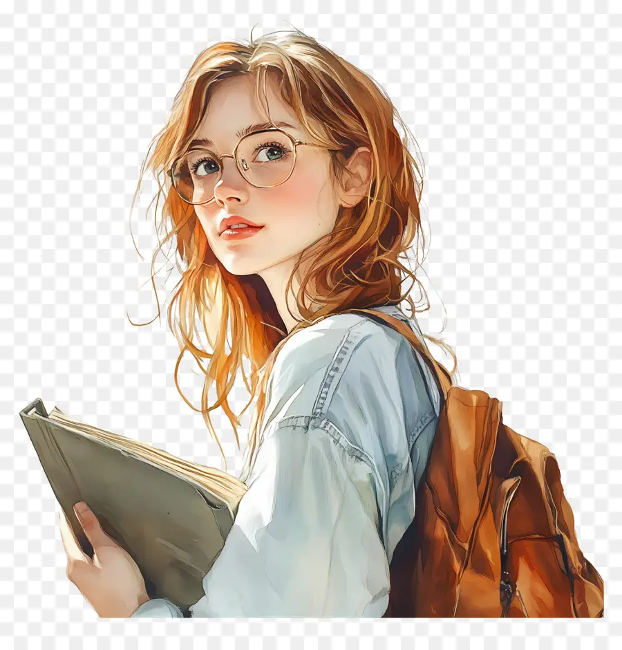 Estudiante，Chica Con Gafas PNG