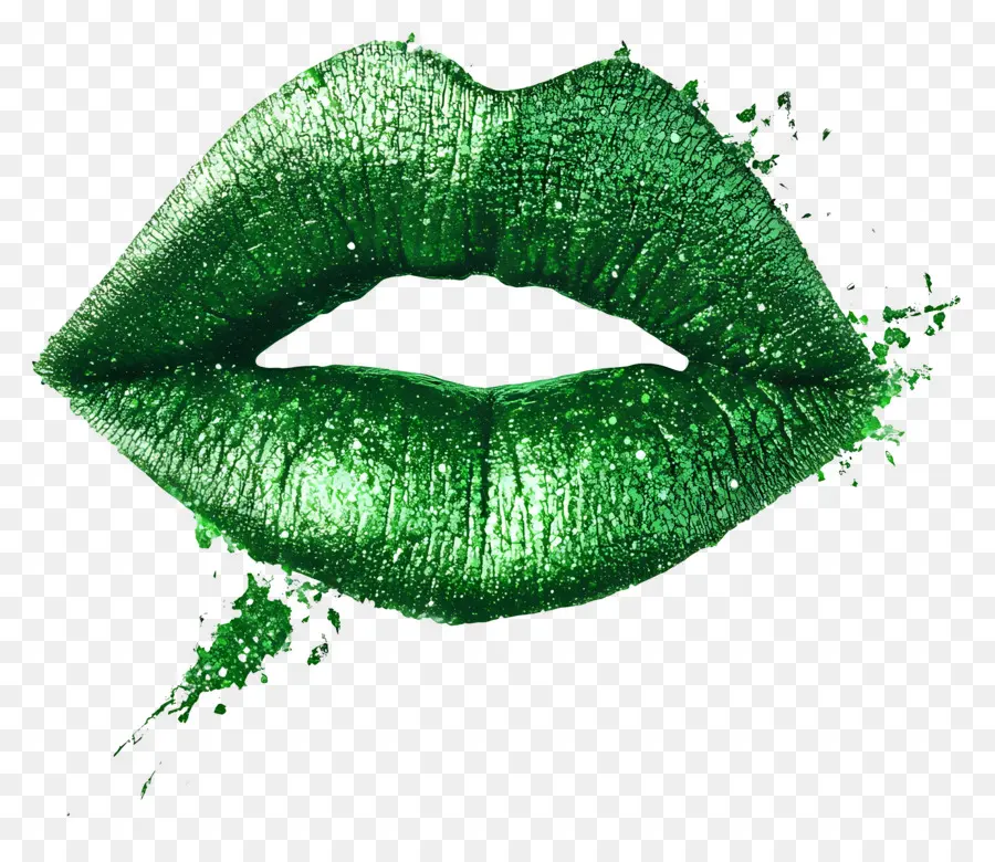 Beso Brillante，Labios Verdes PNG