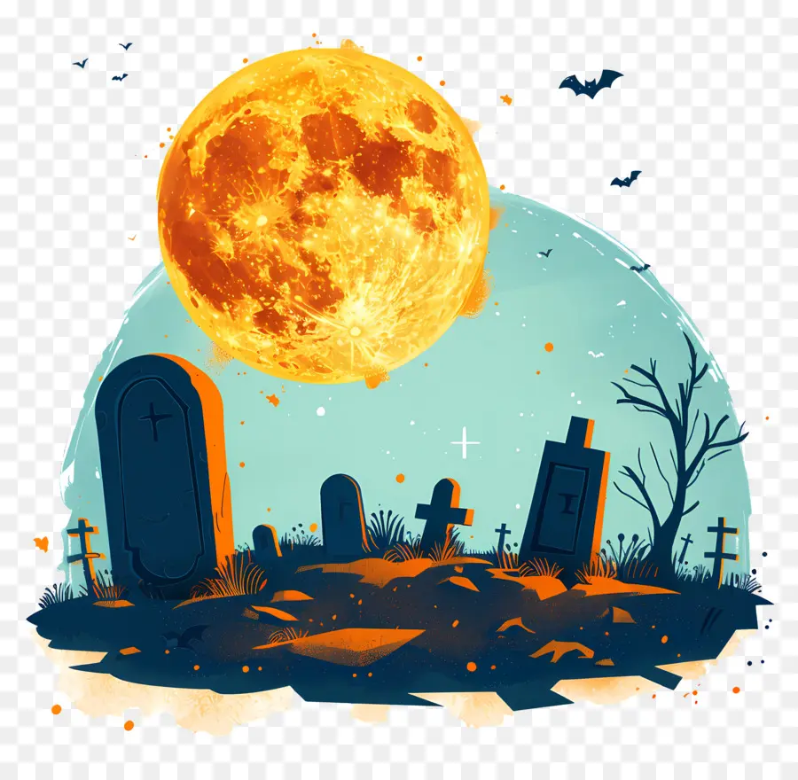 Luna Llena De Halloween，Cementerio PNG