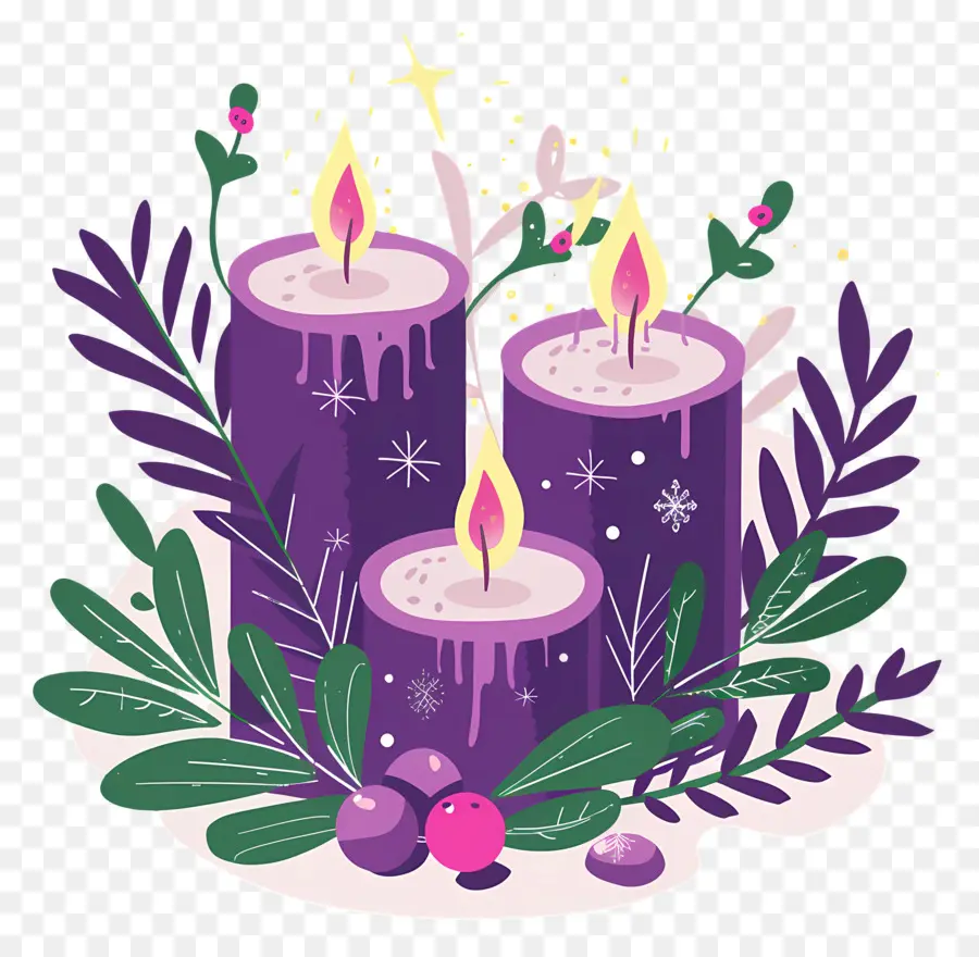 Velas De Adviento，Velas Moradas PNG