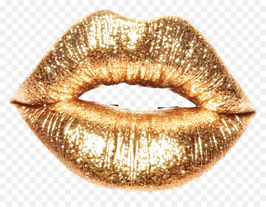 Beso Brillante，Labios Dorados PNG