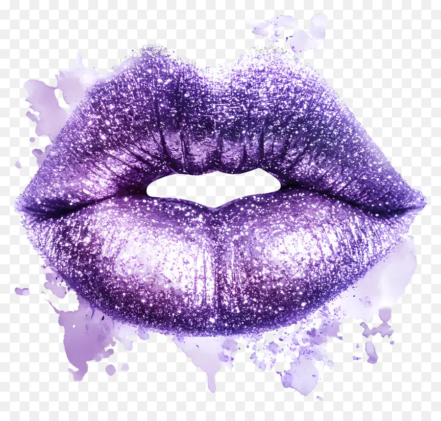 Beso Brillante，Labios Morados PNG