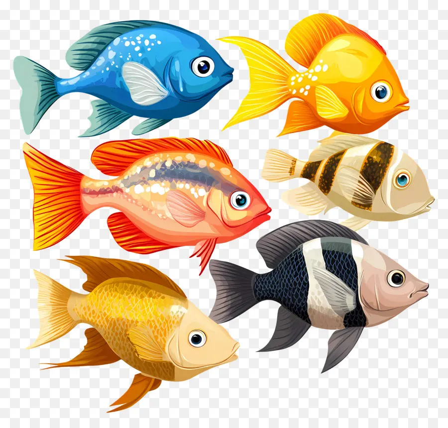 Grupo De Peces，Peces Coloridos PNG