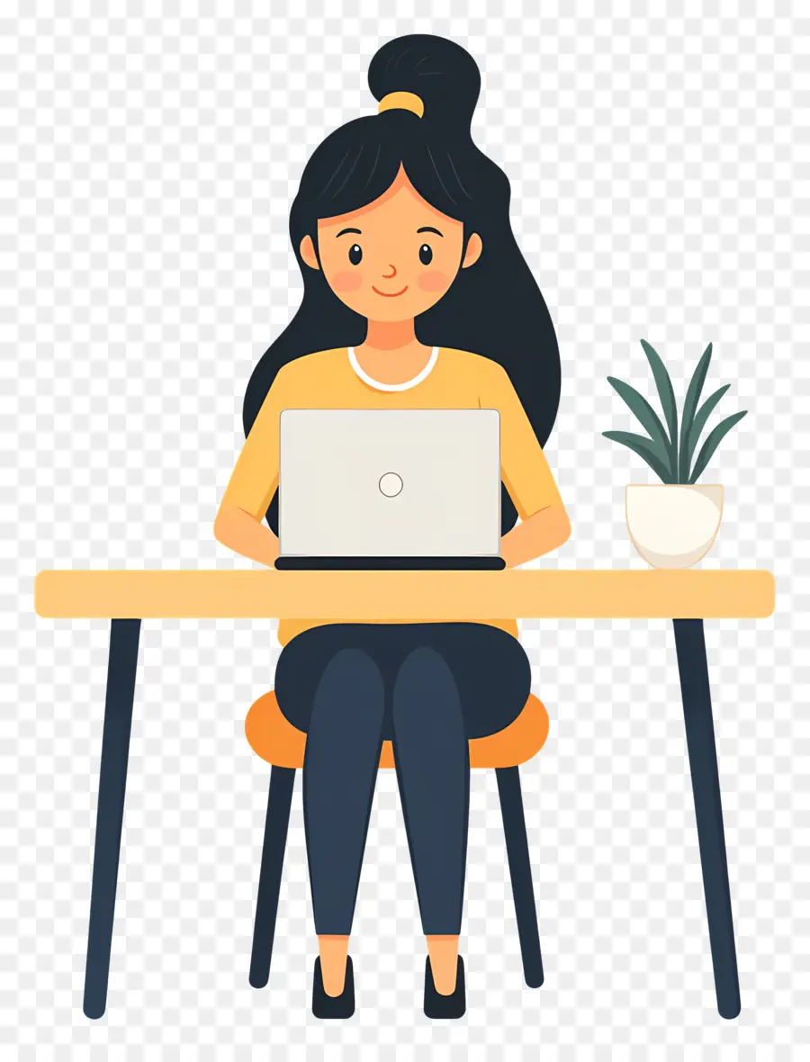 Chica Trabajadora，Chica Con Laptop PNG