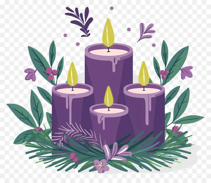 Velas De Adviento，Velas Moradas PNG