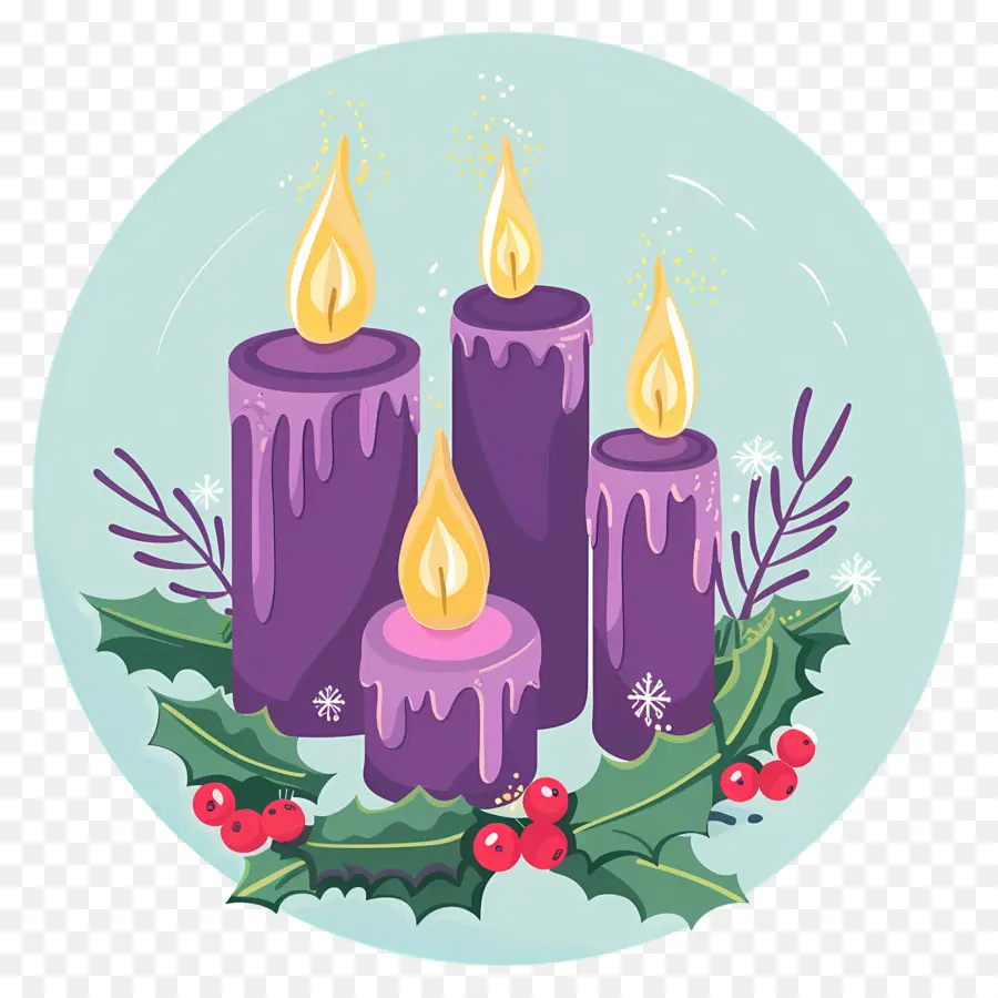 Velas De Adviento，Velas Moradas PNG