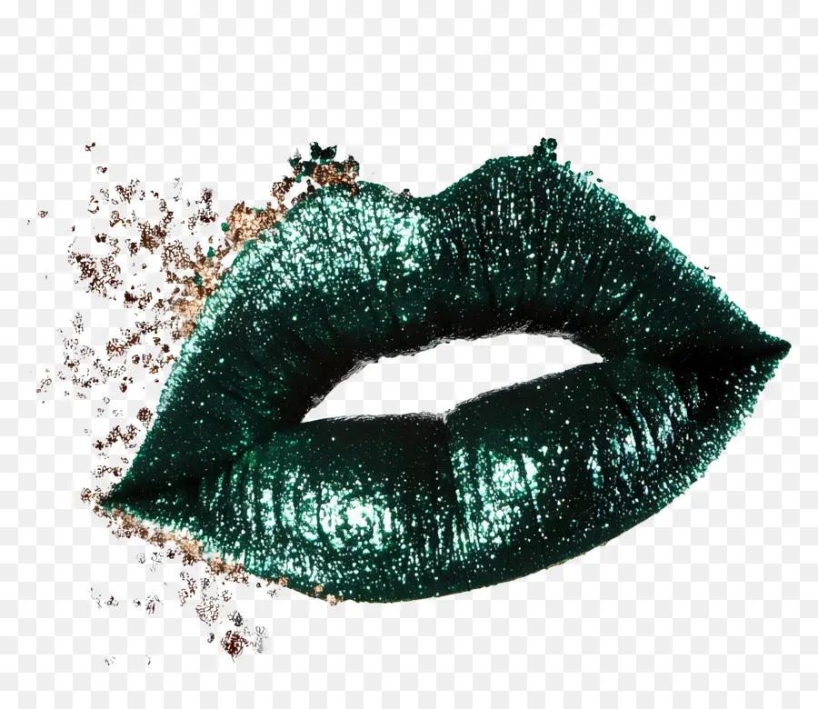 Beso Brillante，Labios Verdes PNG