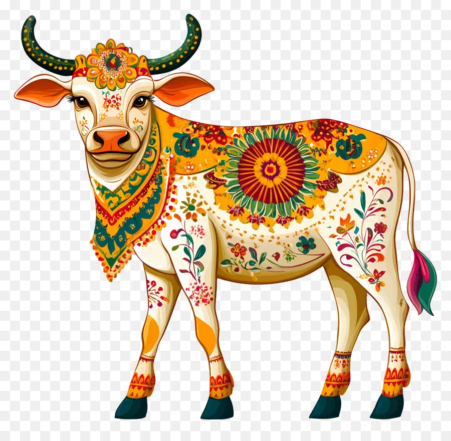 Vaca Pongal，Vaca Decorativa PNG