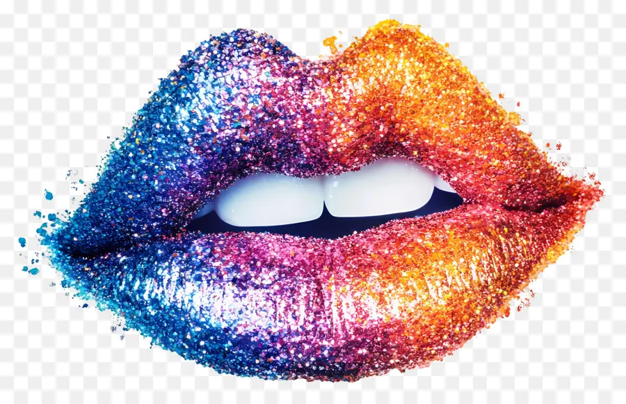 Beso Brillante，Labios Coloridos Con Brillo PNG