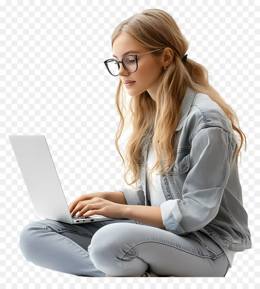 Chica Con Computadora，Mujer Con Computador Portatil PNG