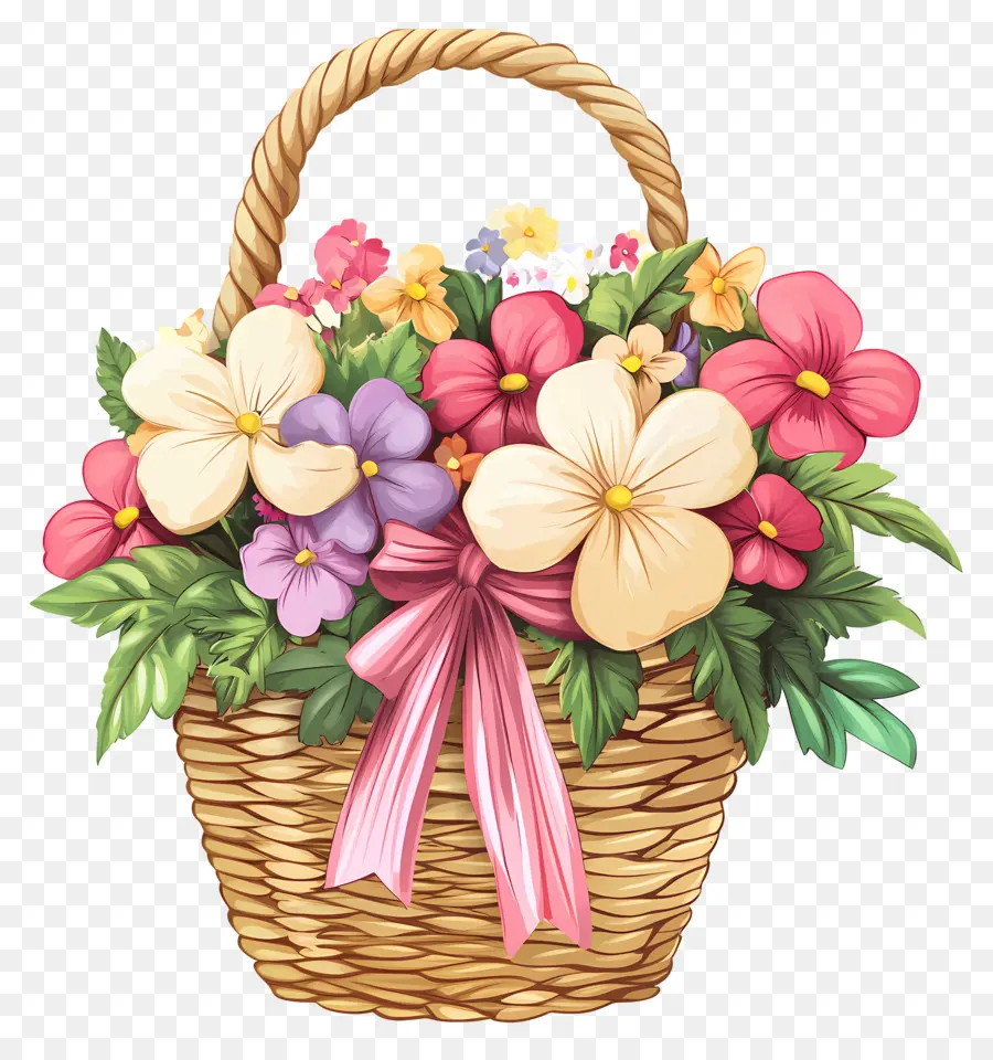 Cesta De Flores De Cumpleaños，Cesta De Flores PNG