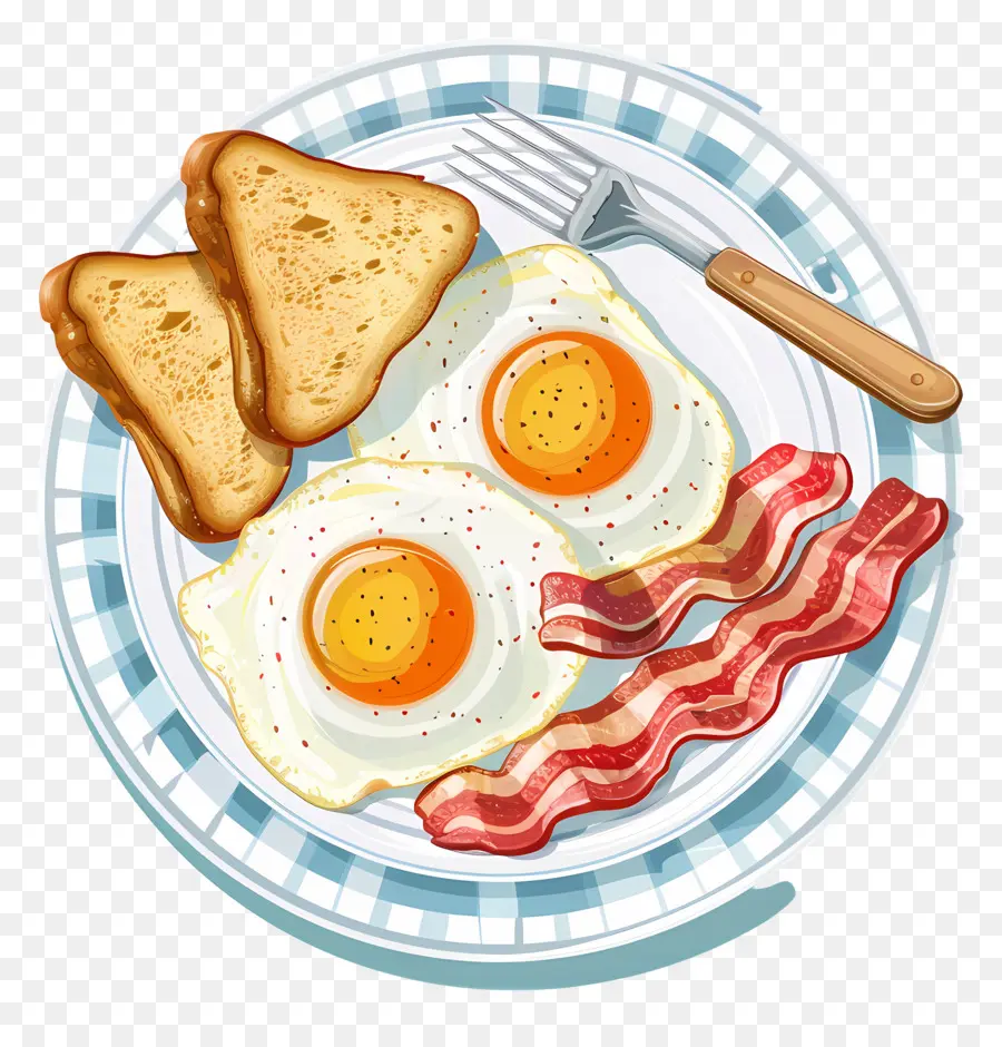 Plato De Desayuno，Huevos Y Tocino PNG