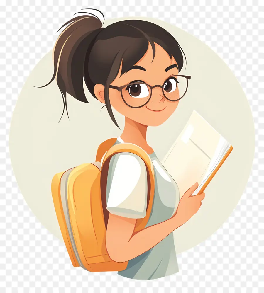 Estudiante，Chica Con Mochila PNG