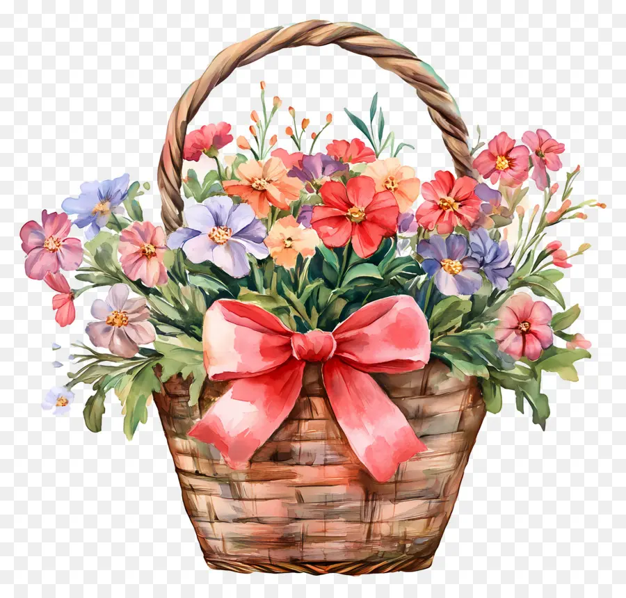 Cesta De Flores De Cumpleaños，Cesta De Flores PNG