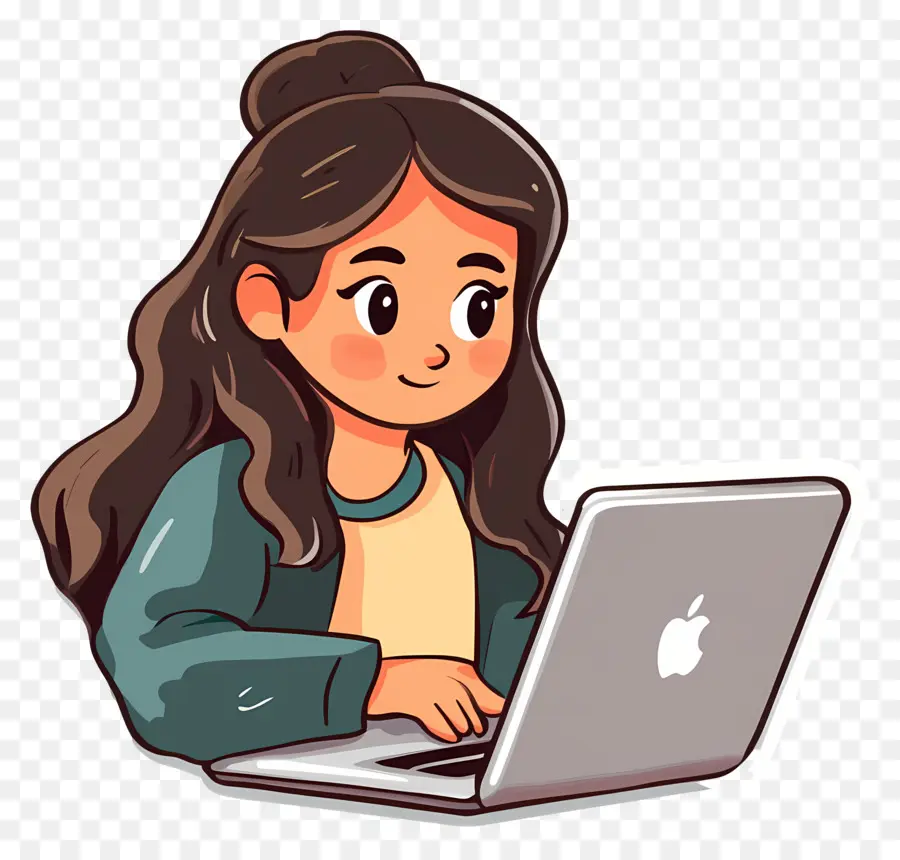 Chica Con Computadora，Chica Con Laptop PNG