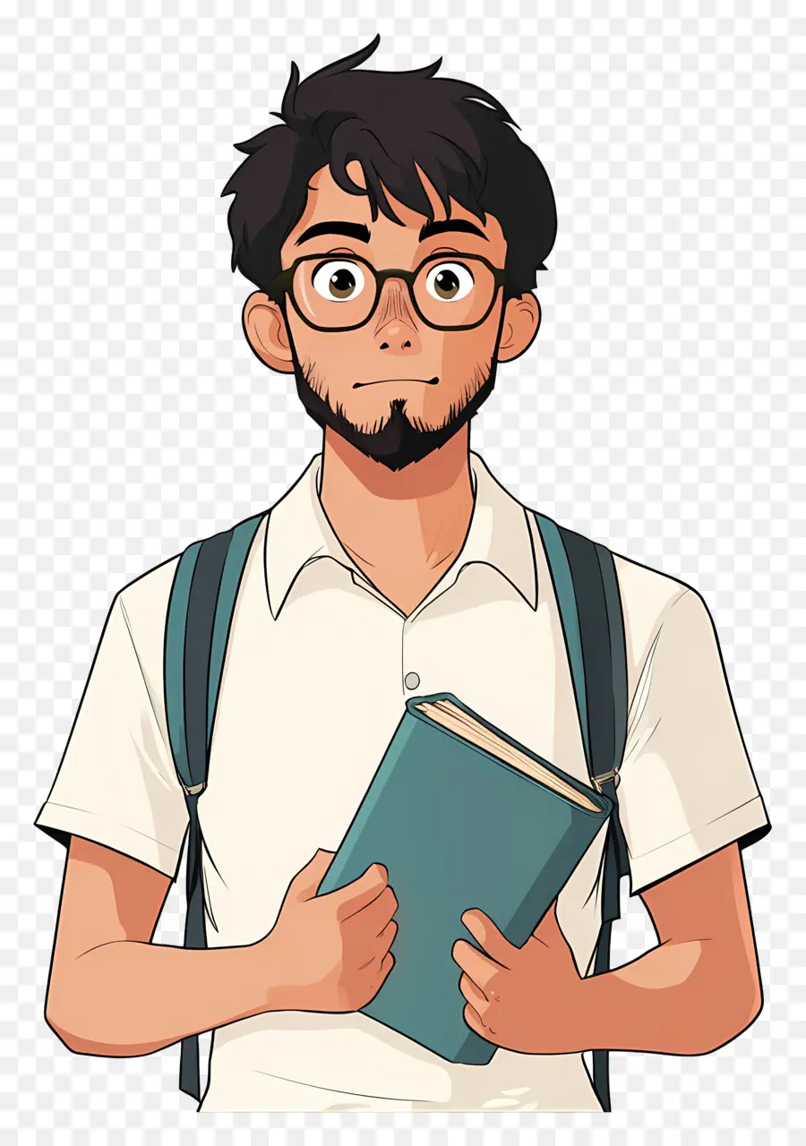 Estudiante Animado，Niño Con Libro PNG