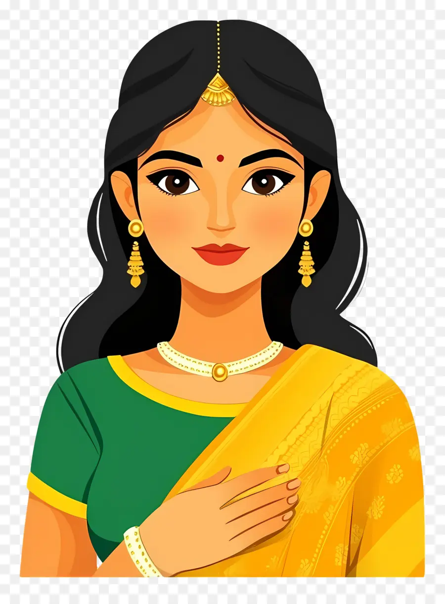 Niña India，Mujer En Traje Tradicional PNG