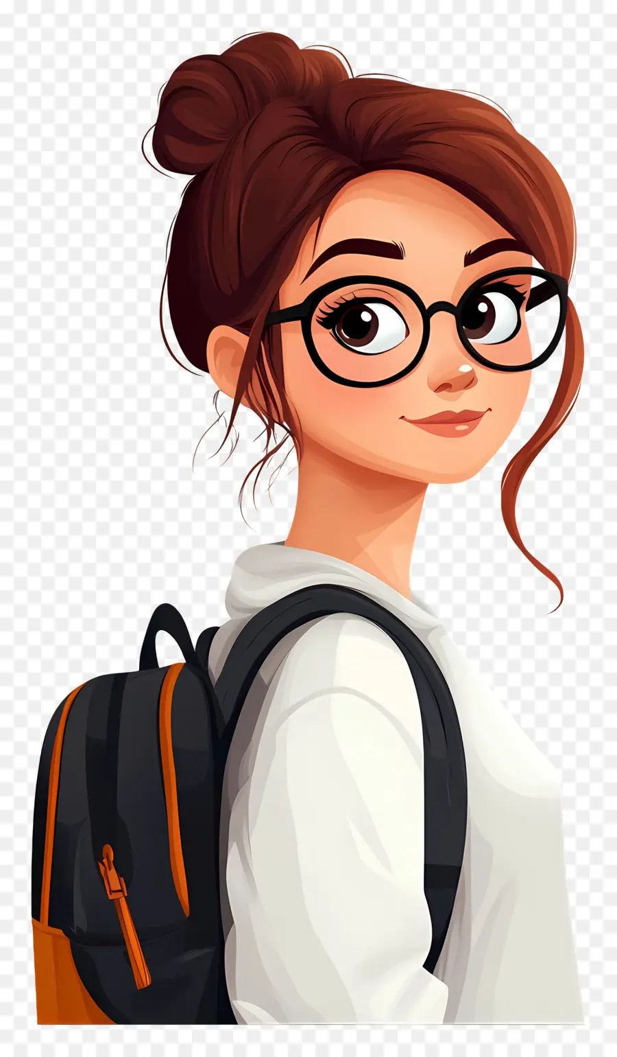 Estudiante Animado，Chica Con Gafas PNG