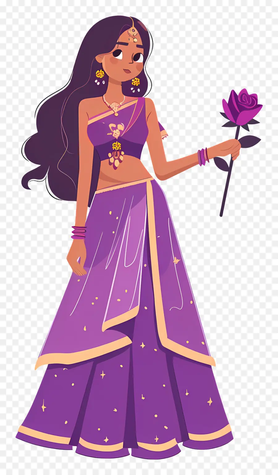 Dibujos Animados De Mujer India，Mujer En Traje Tradicional PNG