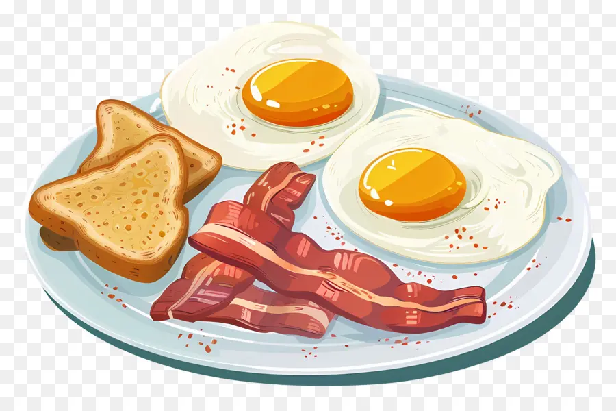 Plato De Desayuno，Huevos Y Tocino PNG