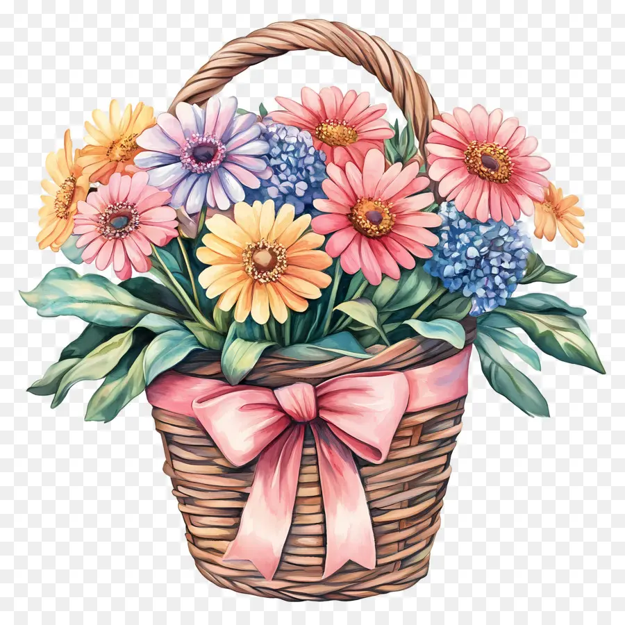 Cesta De Flores De Cumpleaños，Cesta De Flores PNG