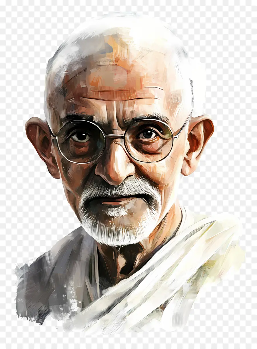 Gandhi，Anciano Con Gafas PNG