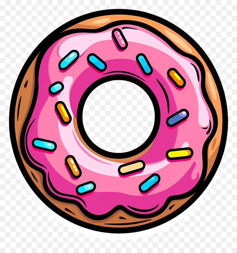 Donut Animado，Donut Rosa PNG