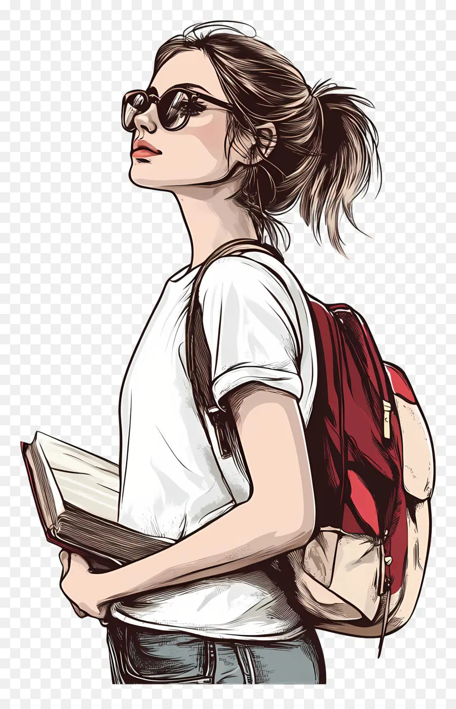 Estudiante，Chica Con Mochila PNG