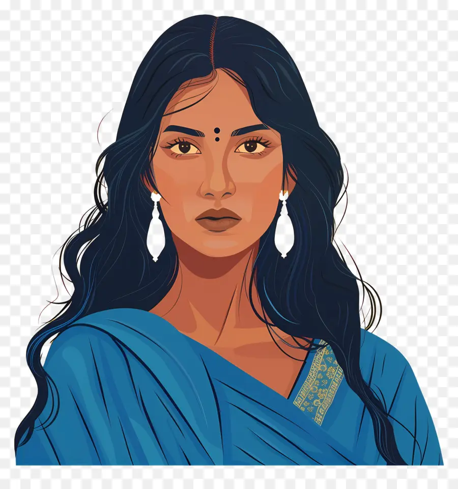 Niña India，Ilustración De Mujer Tradicional PNG