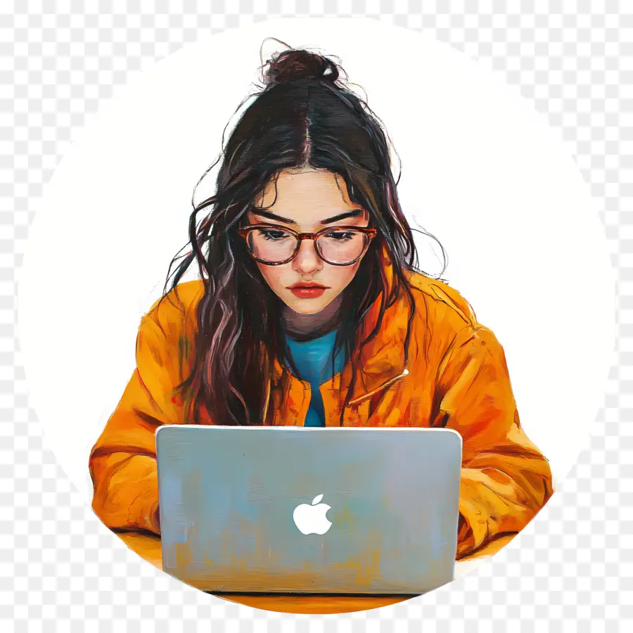 Chica Con Computadora，Chica Con Laptop PNG