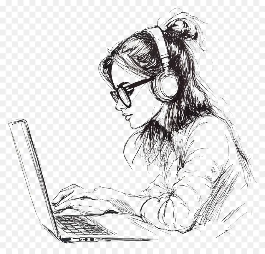 Chica Con Computadora，Chica Con Laptop PNG