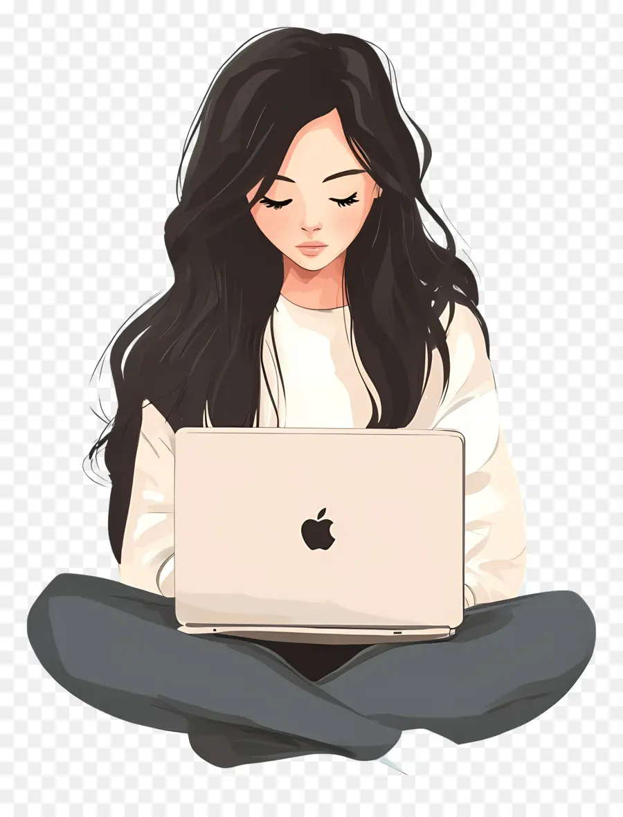 Chica Con Computadora，Chica Con Laptop PNG