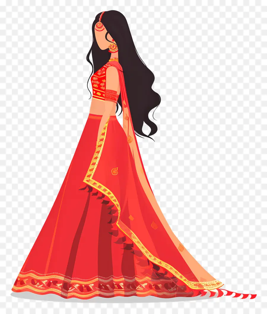 Novia India，Mujer En Traje Tradicional PNG