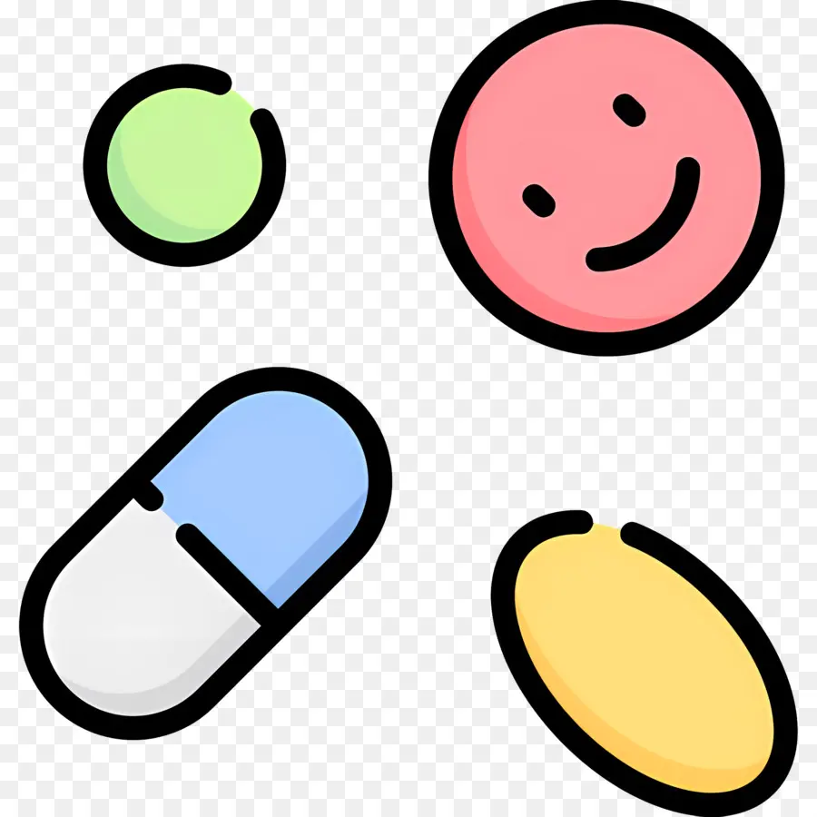 Pastillas Para Tabletas，Cara Sonriente Y Pastillas PNG