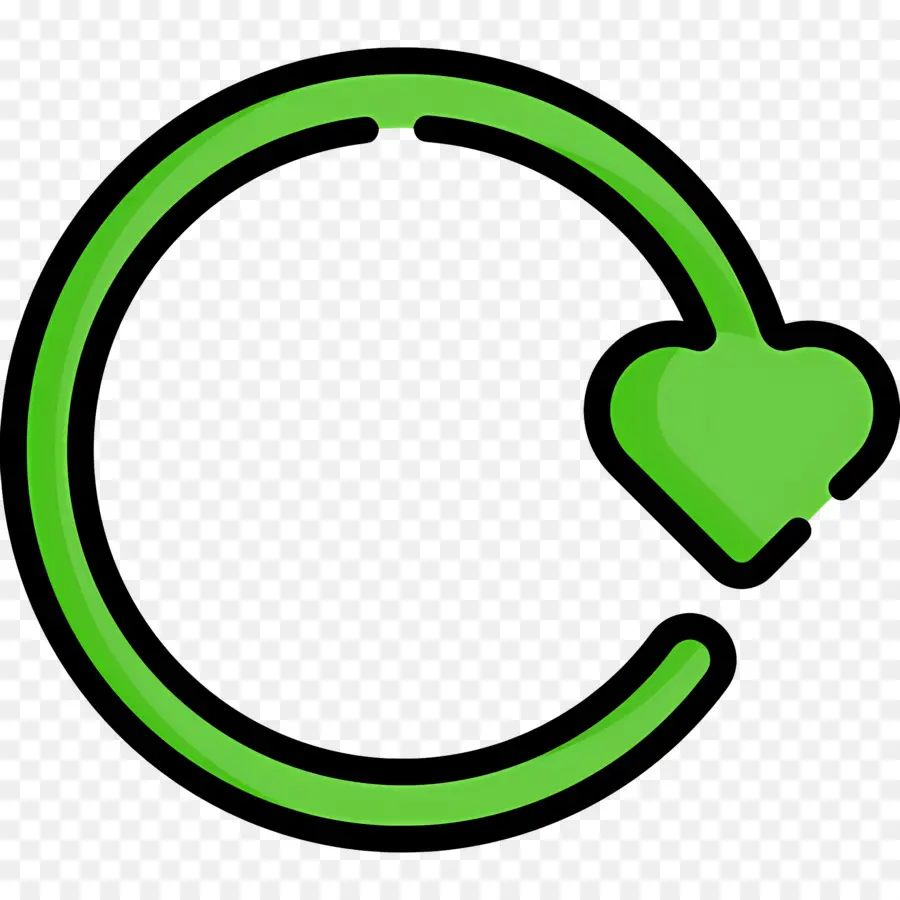 Flecha Circular，Corazon Verde PNG