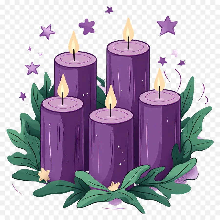 Velas De Adviento，Velas Moradas PNG