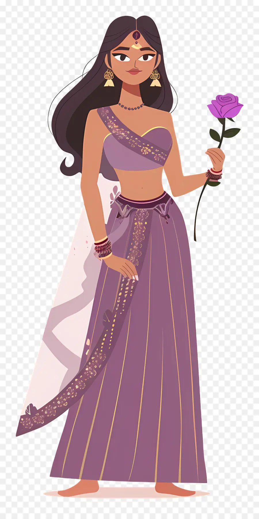 Dibujos Animados De Mujer India，Mujer En Traje Tradicional PNG