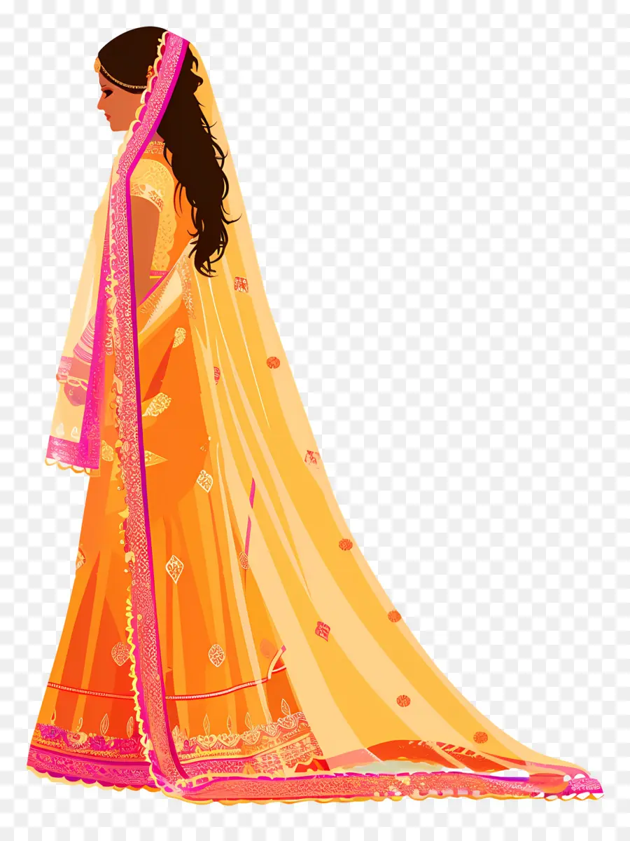 Novia India，Mujer En Traje Tradicional PNG