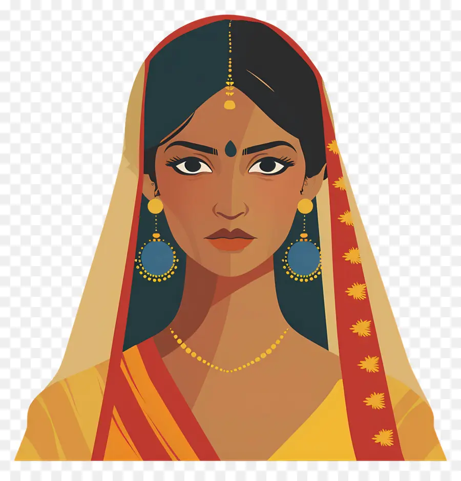 Novia India，Ilustración De Mujer Tradicional PNG