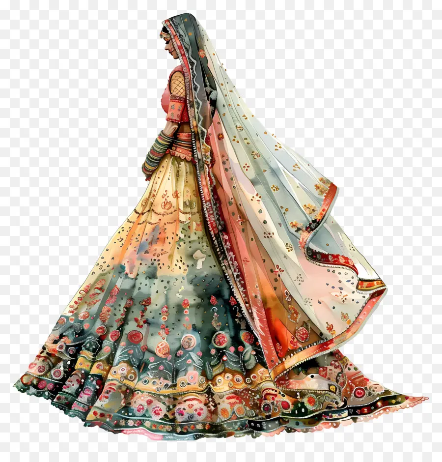 Vestido De Novia En Acuarela，Vestido Tradicional PNG