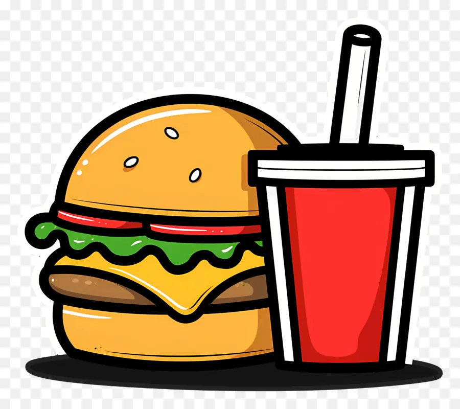 Comida Rápida，Hamburguesa Y Bebida PNG