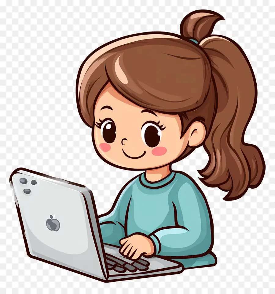 Chica Con Computadora，Chica Con Laptop PNG