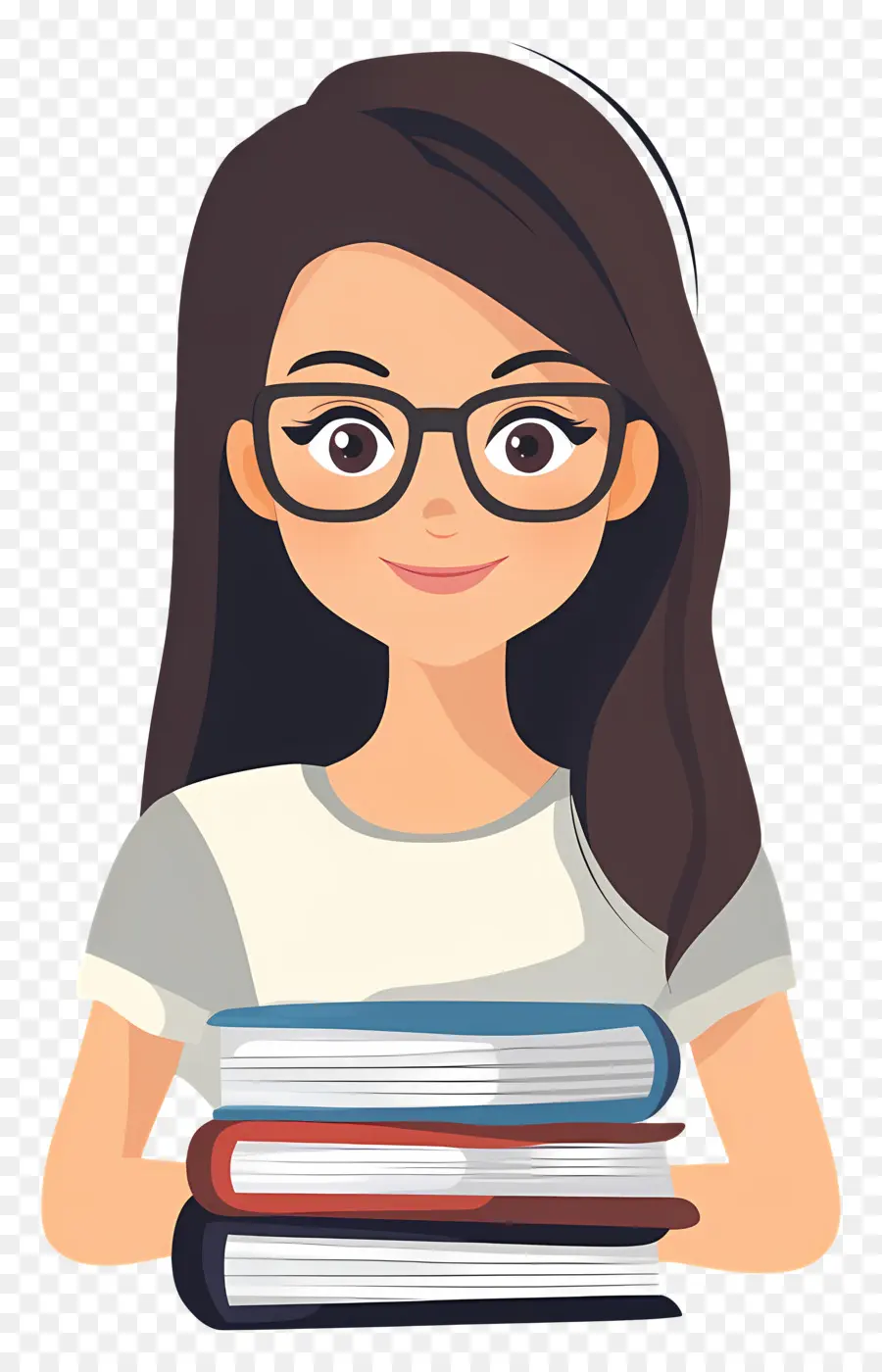 Chica Estudiante，Mujer De Dibujos Animados Con Libro PNG