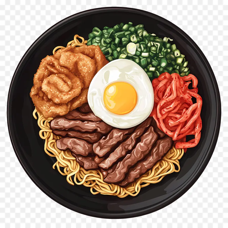 Bimbap Coreano，Plato De Fideos PNG