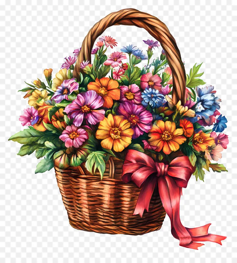 Cesta De Flores De Cumpleaños，Cesta De Flores PNG