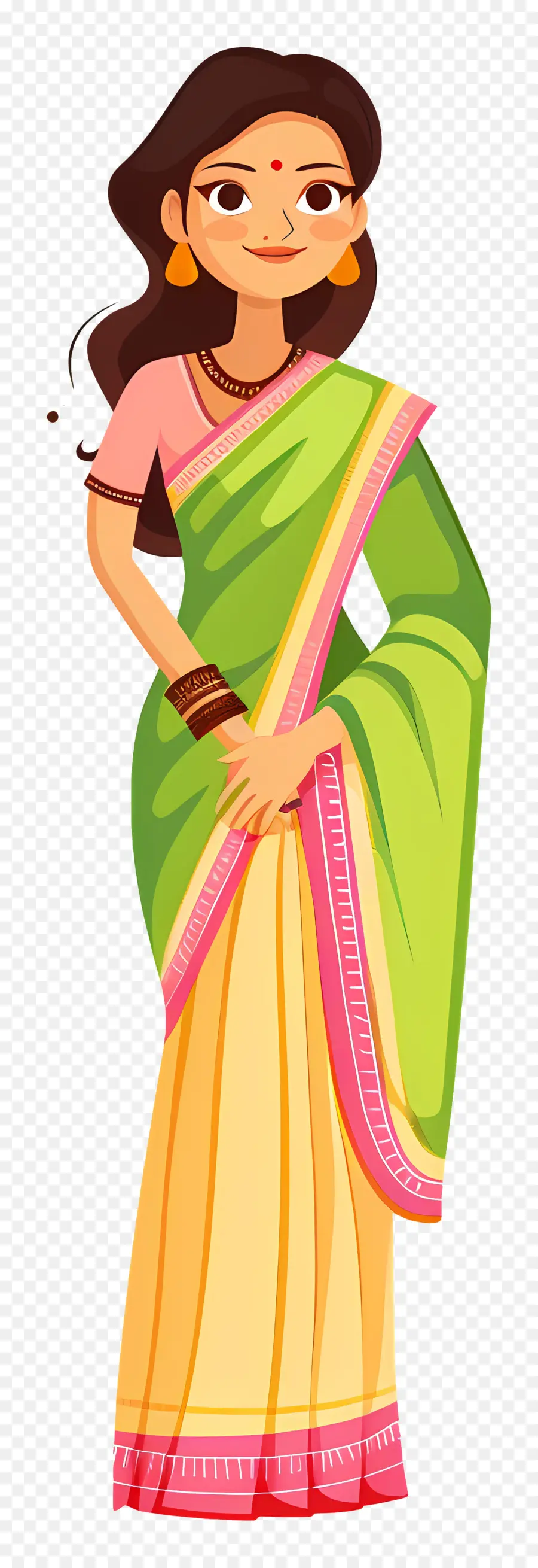 Sari Indio，Mujer En Sari PNG