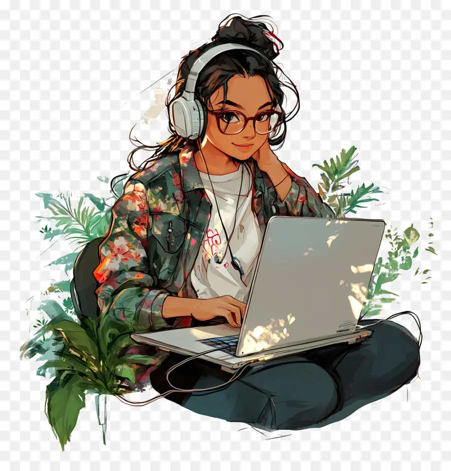 Chica Con Computadora，Chica Con Laptop PNG