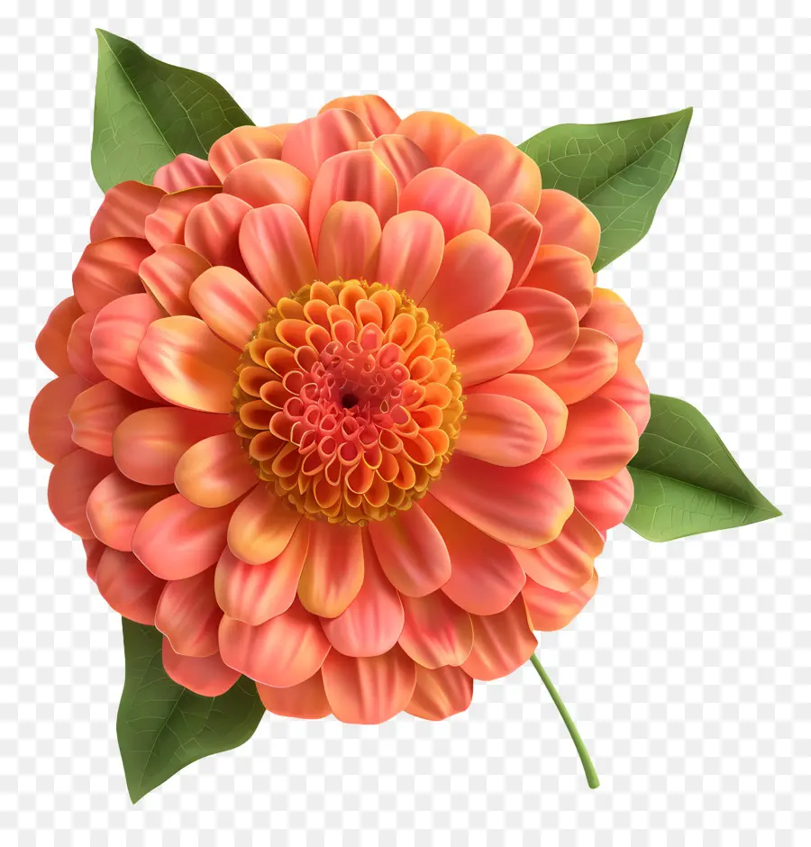 Flor De Zinnia Modelo 3d，Flor De Naranja PNG