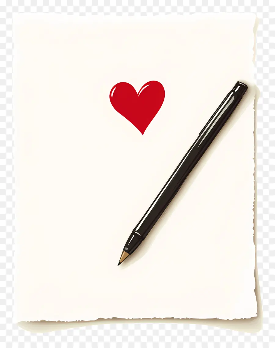 Nota De Amor，Corazón Y Pluma PNG