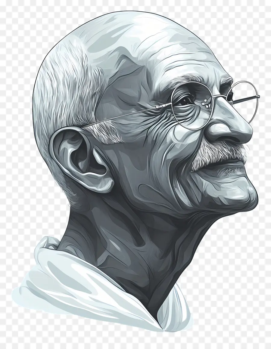 Gandhi，Anciano Con Gafas PNG